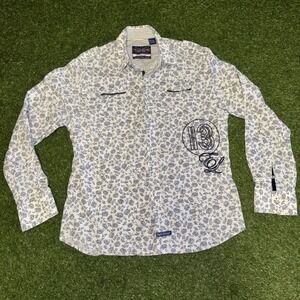 English Laundry Men's Hand Sewn Western Style Shirt Button Up Lg Embroidered